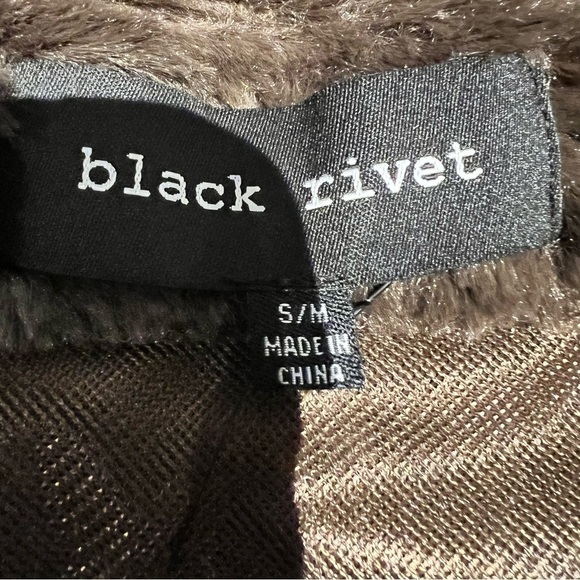 Black rivet chocolate brown shawl shrug cover up cape faux fur size small - Picture 7 of 13